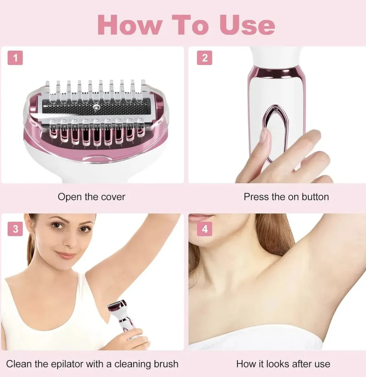Depiladora Eléctrica 4 En 1 Recargable — Facial y Corporal