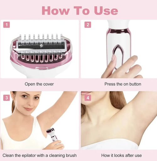 Depiladora Eléctrica 4 En 1 Recargable — Facial y Corporal