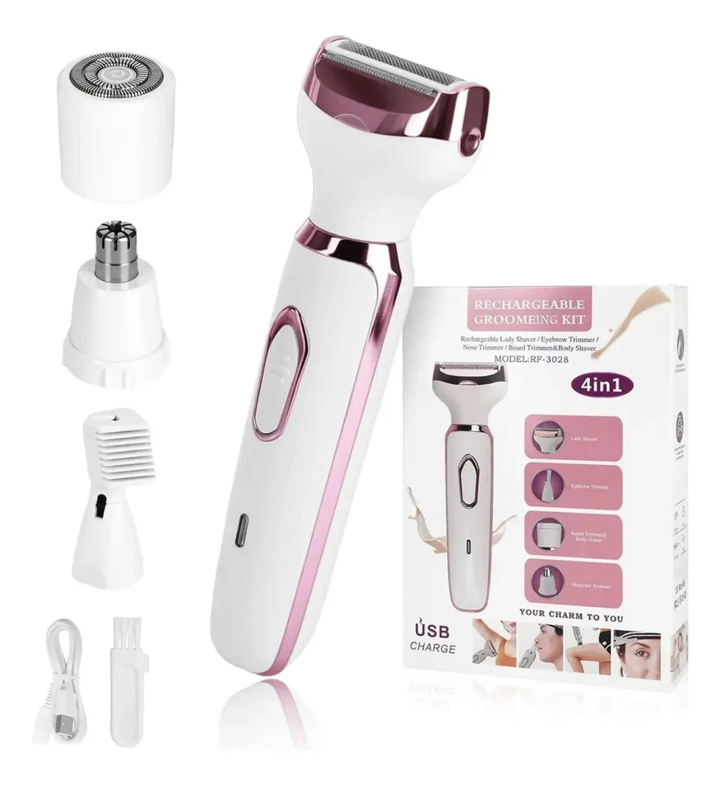 Depiladora Eléctrica 4 En 1 Recargable — Facial y Corporal