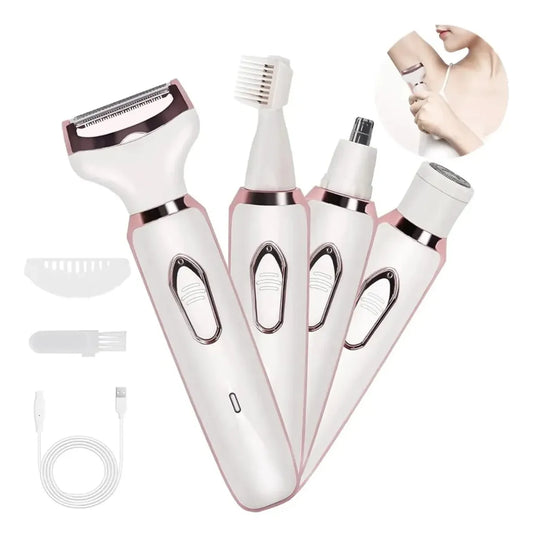 Depiladora Eléctrica 4 En 1 Recargable — Facial y Corporal