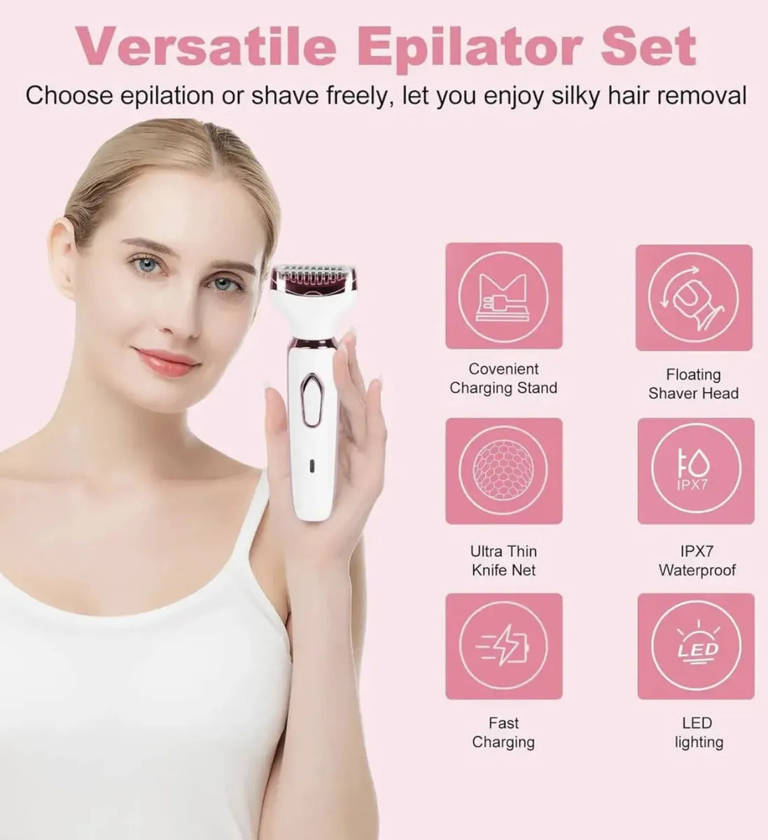 Depiladora Eléctrica 4 En 1 Recargable — Facial y Corporal
